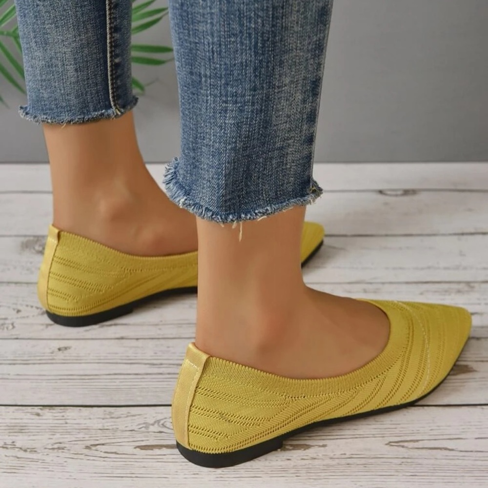 SHEIN Ribbed Point Toe Ballet Flats - Picture 3 of 7